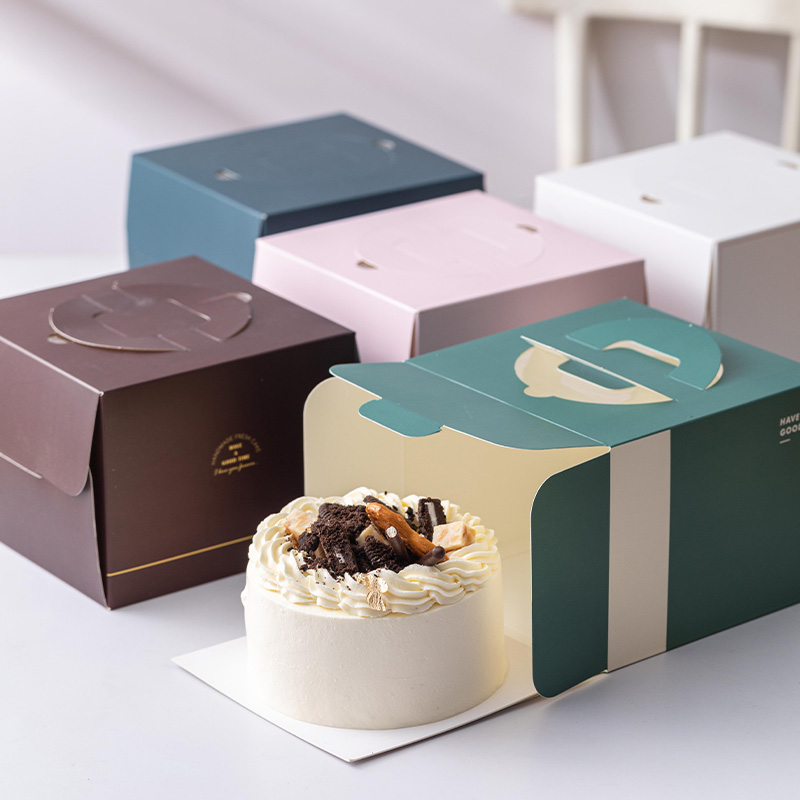 Four Inch Portable Cake Box 4 Inch Thickened Square Birthday Small Cake Packaging Box Subcommercial Mousse Boxes