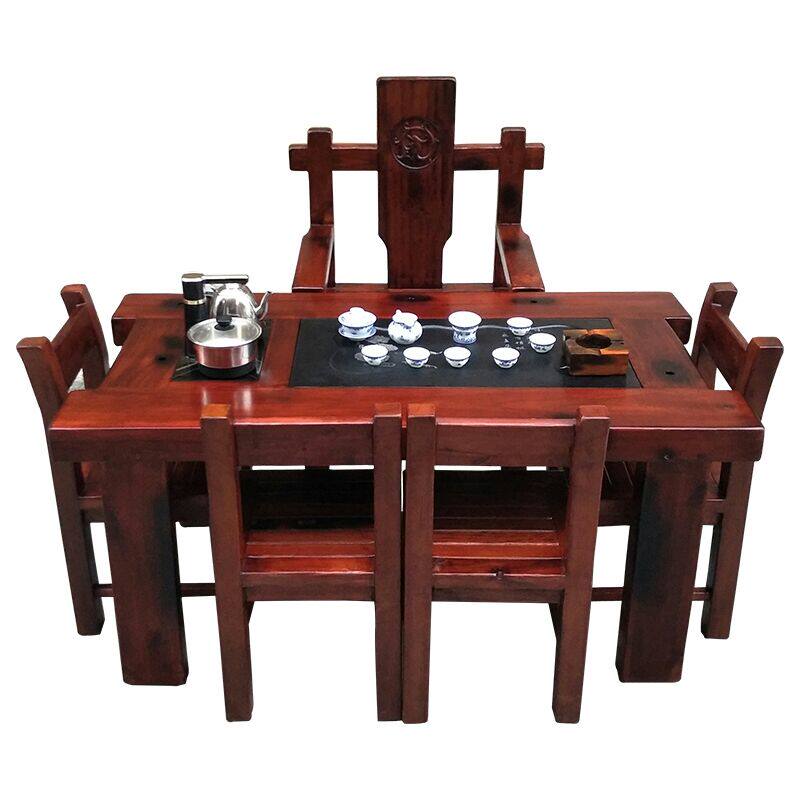Old ship wooden tea table and chair combination balcony small coffee table shipwreck wooden tea table solid wood office tea table furniture special offer