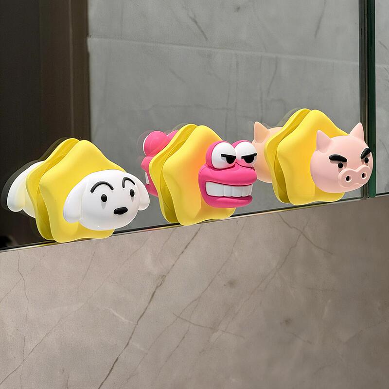 Cartoon Bathroom No-Drill Hooks, Bathroom Mirror Towel Adhesive Hooks, Strong Load-Bearing, Creative, Cute, Traceless Adhesive