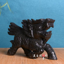 Natural obsidian jade unicorn ornaments to attract wealth residential office entrance window sill desktop feng shui decorative crafts