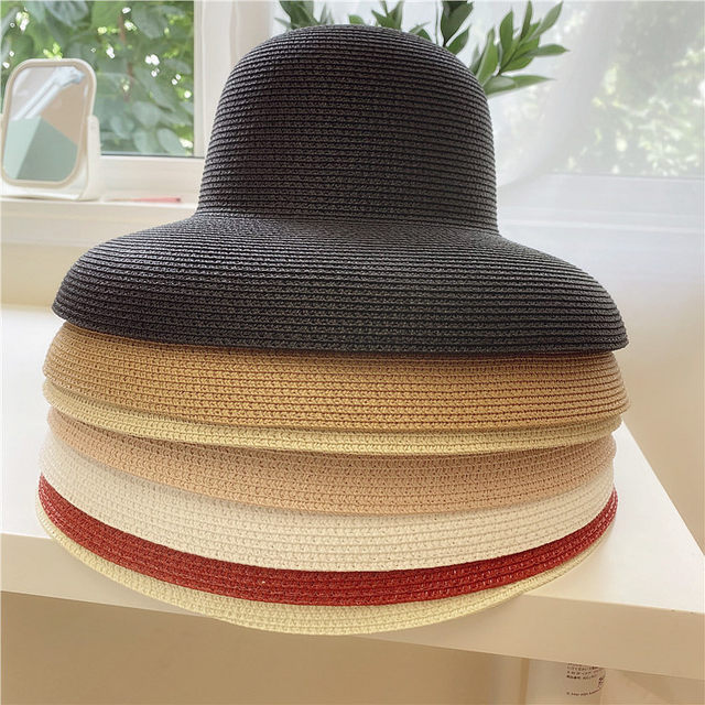 French style big brim straw hat female Hepburn style lampshade hat sun protection sun hat summer sunshade vacation seaside beach hat