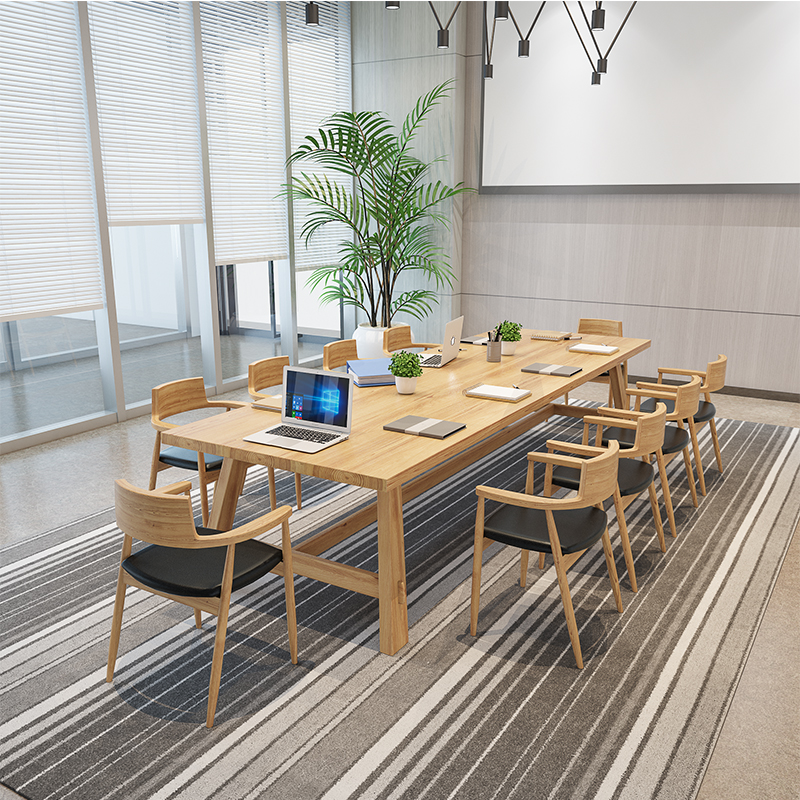 Nordic Solid Wood Meeting Table Desk Brief Modern Training Table Long Strip Table Rectangular Negotiate Table And Chairs Combination