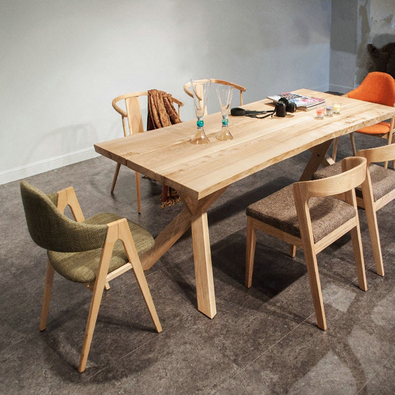 Nordic American pure solid wood dining table simple log long table dining table desk coffee table home table and chair personalized furniture