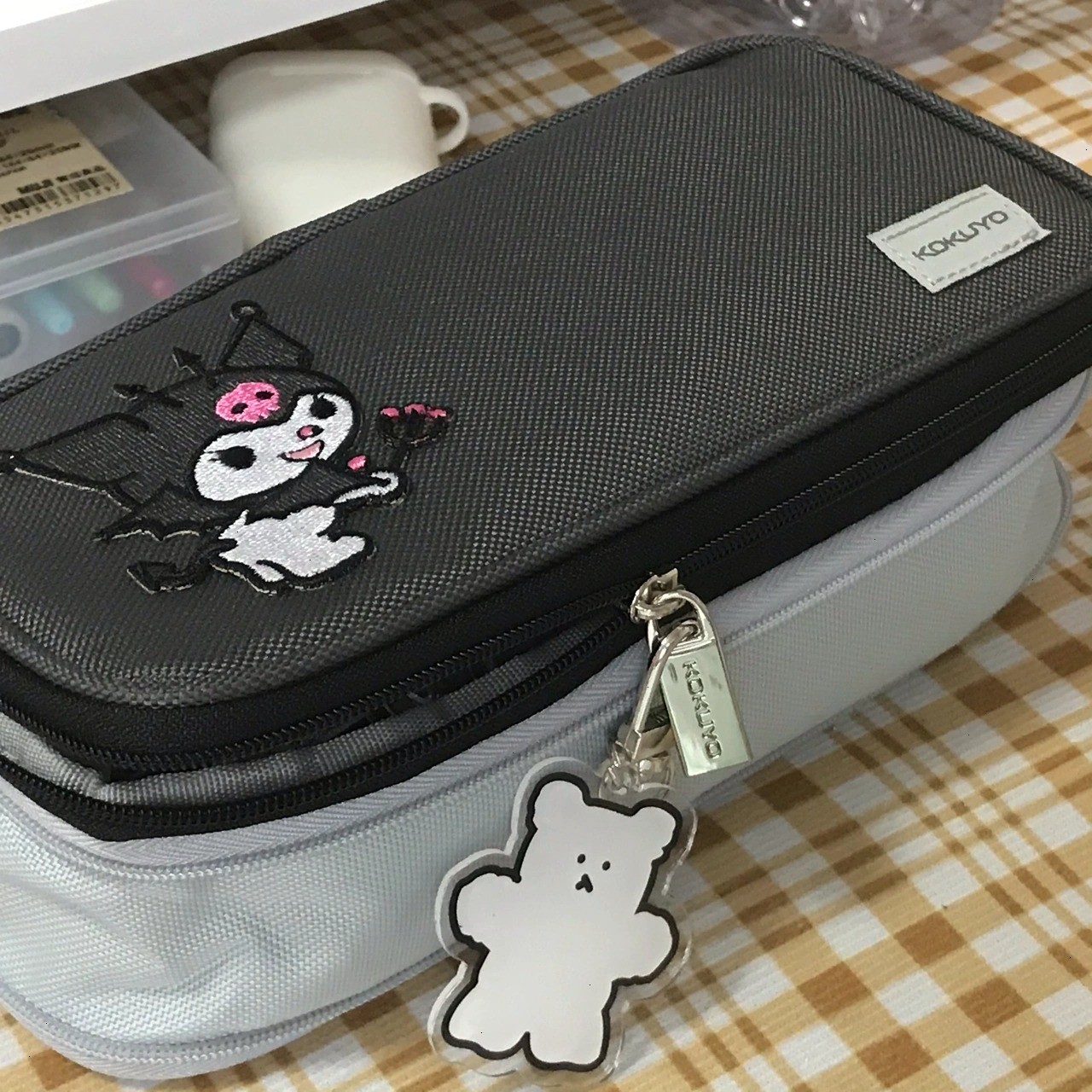 Japan KOKUYO Guoyu pen bag can be changed to expand first high school students with double layer large capacity stationery pencil bag