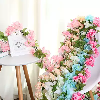 Sakura rattan air conditioning tube blocking rattan chair decoration simulation fake flower rattan wedding set door wall decoration