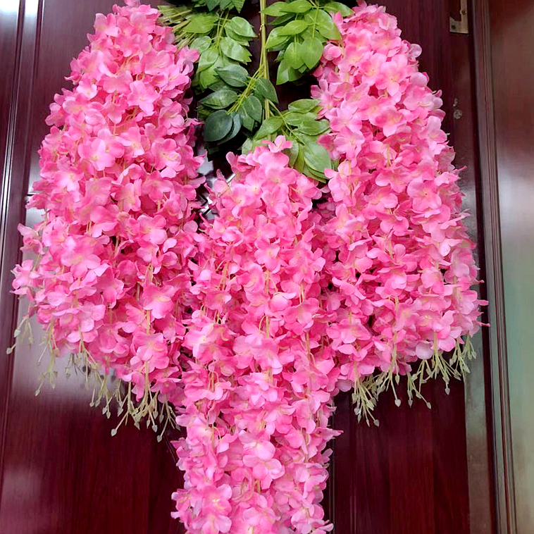 Simulation wisteria flower bean flower string wedding decoration plastic flower rattan hanging ceiling hanging flower vine violet fake flower vine