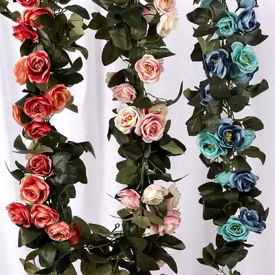 Simulation of rose silk vine flower vines fake flower air conditioning pipe blocking indoor rattan decorative flower Vine plastic flower winding