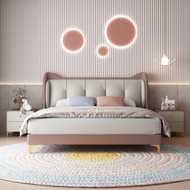 Child Bed Girl Solid Wood Bed Bedroom Small Family Modern Pink Princess Bed Light Lavish Single Bed Minimalist Leather Art Bed