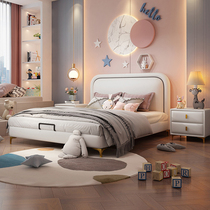 Child Bed Boy Girl Princess Bed Bedroom Single Bed Modern Minima Light Luxury Leather Bed 1 m 2 Kid Bed Solid Wood