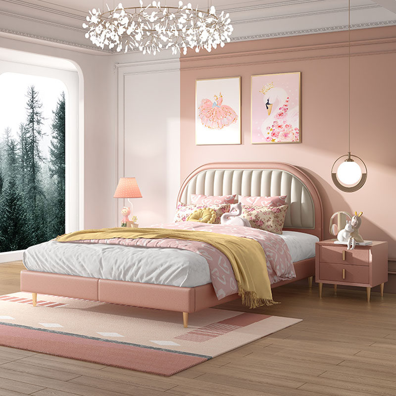 Light luxury children's bed girl princess bed bedroom net red soft bed girl single bed custom high box storage leather bed