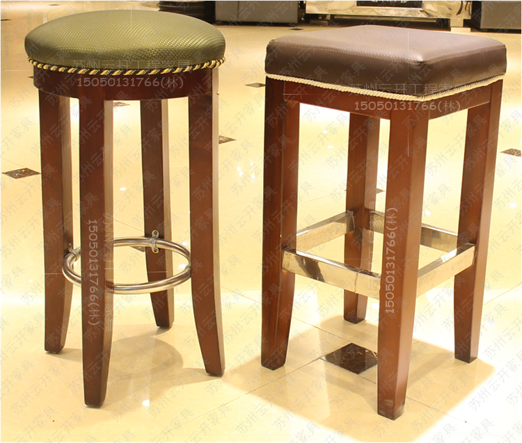 Bar table and table stool solid wood wood leather clothes round bar stool ktv bag compartment hall waiting for casual stool