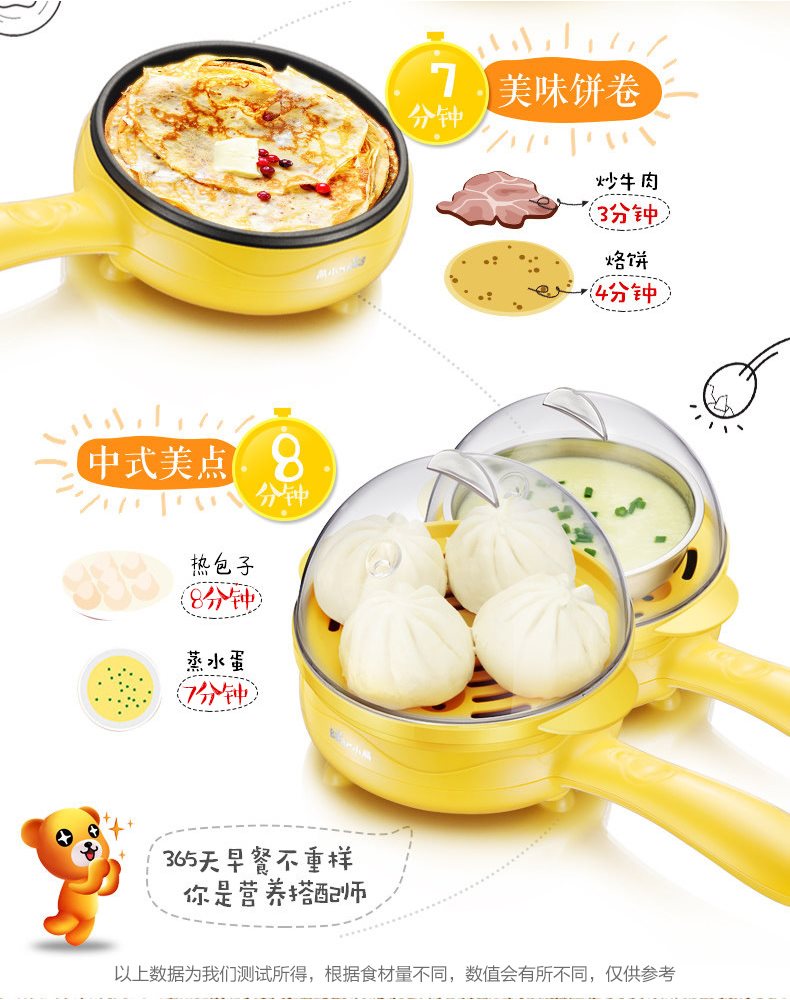 ca nấu mì siêu tốc hàn quốc Trứng Omelette hấp trứng Trứng hấp nồi trứng nhỏ Plug-in Frying Pan Tự động tắt nguồn Bữa sáng tại nhà - Nồi trứng xửng hấp