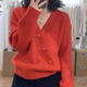 2022 spring new retro New Year festive beautiful top chic high-end niche V-neck red sweater women