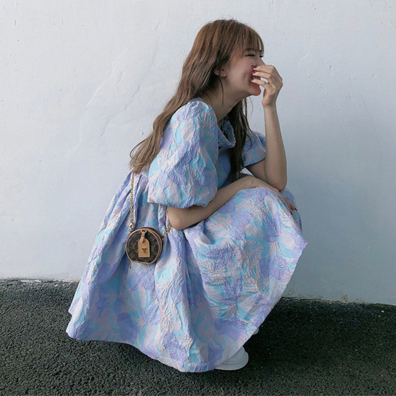 2021 early spring new bellflower French first love little man salt sweet puff sleeve doll dress childrens summer