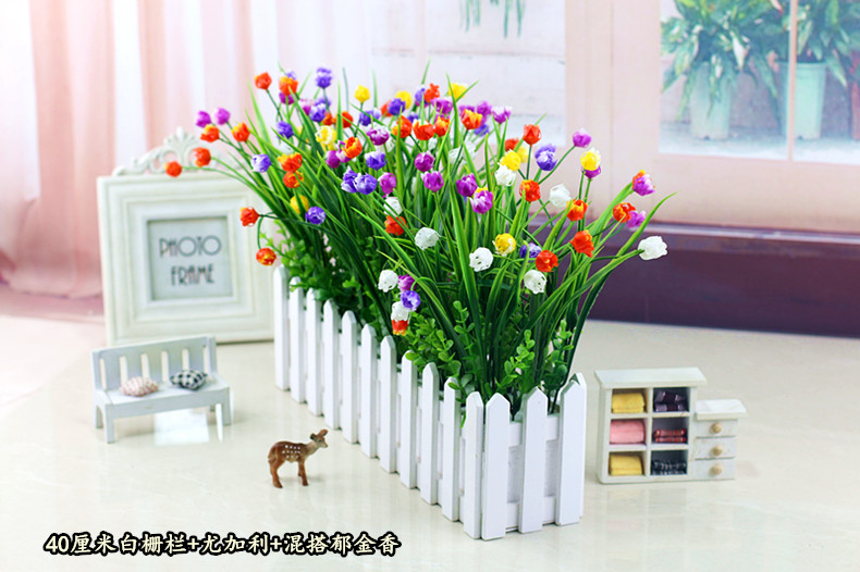 Mô phỏng hoa tulip hàng rào đặt hoa giả 绢 hoa nhựa hoa cửa sổ mặt trời trang trí góc phân vùng - Hoa nhân tạo / Cây / Trái cây bình hoa giả để bàn