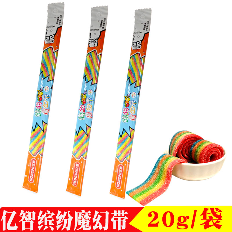 Yizhi comprehensive fruit flavor colorful magic belt 20gx20 mixed fruit flavor leisure children's gel candy