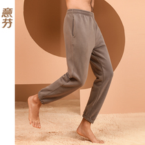 Mens autumn and winter shake-down warm sleeping pants with velvet thickened Coral Fleece Casual Long Pants Winter Flannel Home Pants