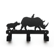 B084 rhino mother and child wrought iron decorative hook original decorative wall hanging hook on the wall