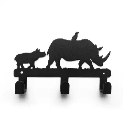 B084 rhino mother and child iron decorative adhesive hook original decorative wall hanging upper wall hook