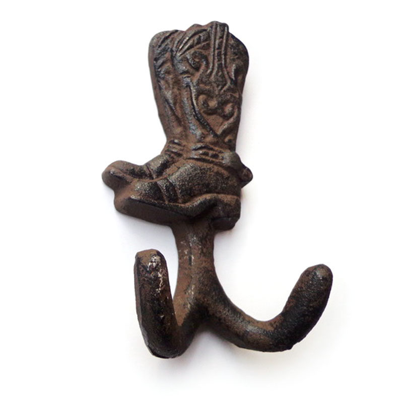 Cast Iron Denim Shoes Double Hook American Western Countryside Style Decoration Hook Wall Nail Hood Hook Wall-mounted Retro