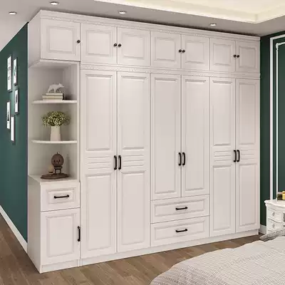 European six-door wardrobe assembly wooden modern simple economy home bedroom cabinet combination overall large wardrobe
