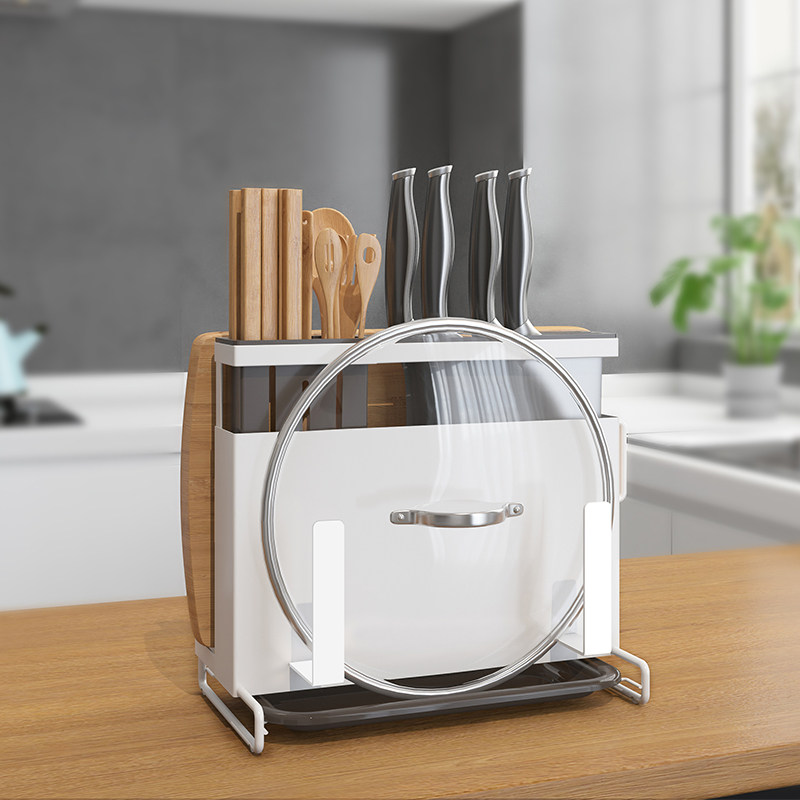 Knife holder knife holder kitchen rack wall hanging white multi-functional chopping board kitchen knife cutting board rack knife storage shelf