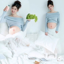 New photo studio pregnant women photo clothing small fresh and cute aesthetic skirt pregnant mommy big belly photo clothes indoor shooting