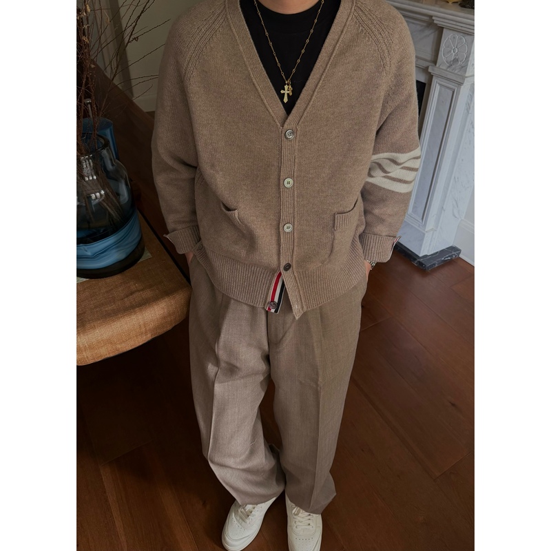 14500 Version “Head Turned into a Fire-Breathing Dragon Tb Gentlemanist” Four-Stripe 100% Wool Knitted Cardigan