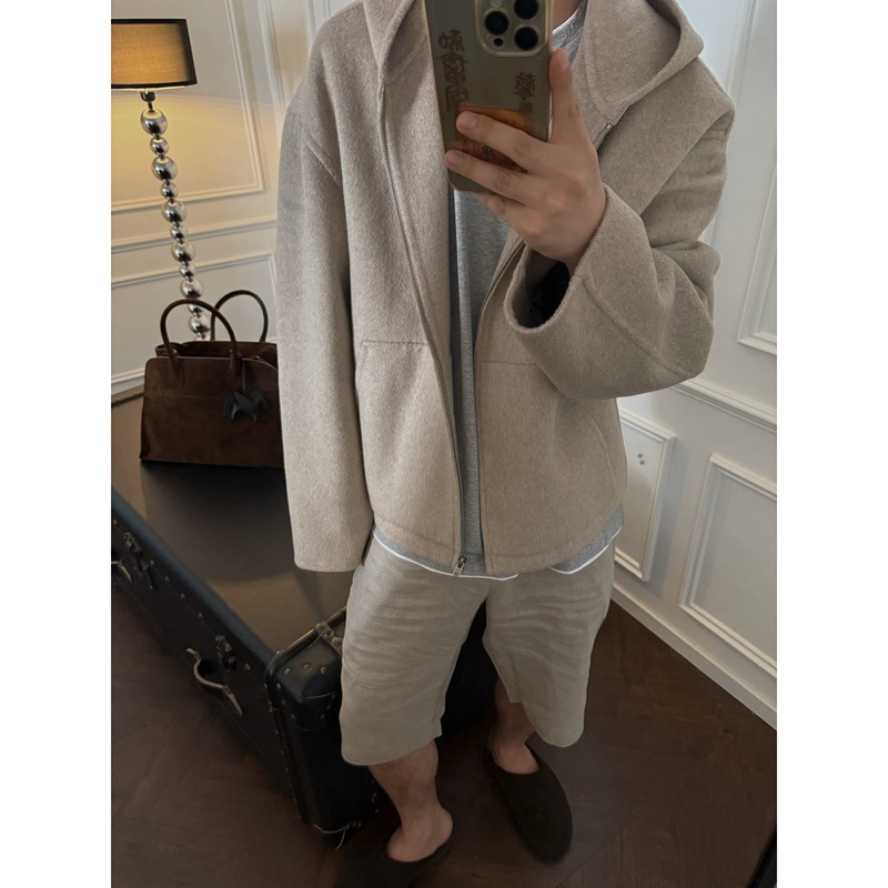 11500 Version'Head Turned Fiery' as'European Minimalism' Wool and Cashmere Blend Hooded Jacket 11500 Version'Head Turned Fiery' as'European Minimalism' Wool and Cashmere Blend Hooded Jacket