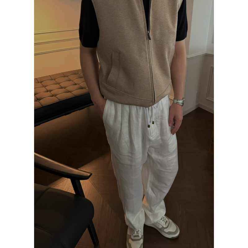 Grazie Realm Bc｜Imported 100% Rain Dew Linen, "Quiet Luxury and Elegant Style, Popular Casual Trousers