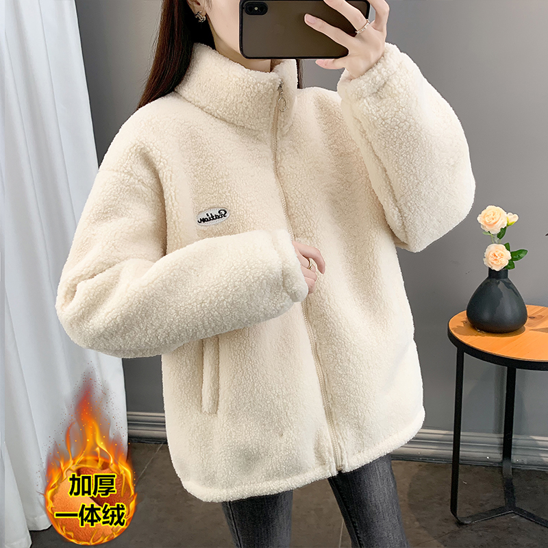 Imitation Lamb Wool Coat for Women, Winter Fleece-Lined and Thickened, 2026 New Popular Style, Loose Particle Fleece Warm Top for Autumn and Winter