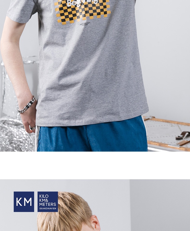 KM Men 2019 Mùa hè Mới Slim Hoa Xám Cá tính In Top Áo sơ mi ngắn tay cho học sinh - Polo áo sơ mi polo