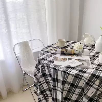 Fried chicken good-looking net red ins wind purple plaid pure cotton tablecloth photo decoration cloth Korean cotton background cloth