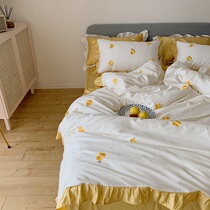 (deer and) spring day small fafa ~ 60 long suede cotton pure cotton four sets high-end embroidery 100 cotton bed bedding
