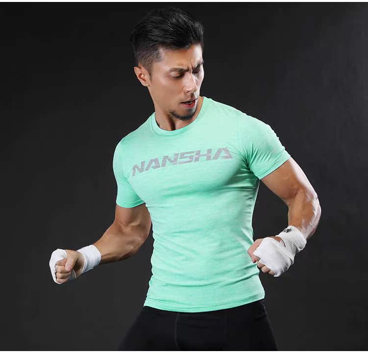 Thể thao ngắn tay áo bóng rổ lỏng lẻo cơ bắp đàn hồi tight-fitting nhanh khô quần áo tập thể dục chạy T-Shirt brother quần áo nam quần áo tập aerobic giá rẻ