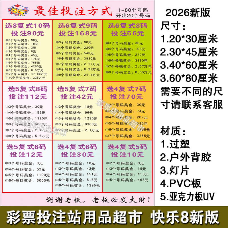 Lottery Store Supplies: Happy 8 Betting Methods, Happy 8 Multi-Play Betting Chart Lottery Store Supplies: Happy 8 Betting Methods, Happy 8 Multi-Play Betting Chart