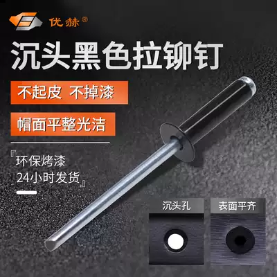 Countersunk head aluminum alloy opening paint baking black blind rivet flat head aluminum black pull rivet GB12617