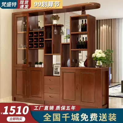 Solid wood wine cabinet living room partition cabinet double-sided porch cabinet modern simple screen door hall cabinet Hall Door Door shoe cabinet