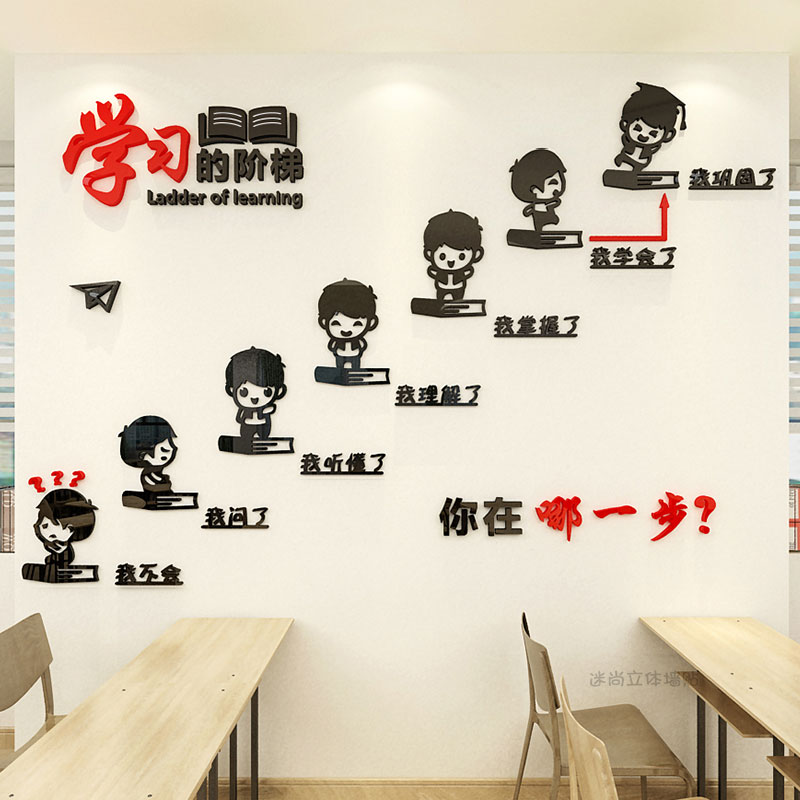 School class Culture Wall Classroom Placement 3d Cubism Learning Wall paste Education Training Institutions Stairs Wall Decoration