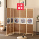 High-end screen mobile folding screen partition solid wood bamboo screen pastoral flower and bird simple living room bedroom entrance Chinese style