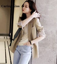 Carring Kiss2020 years Fall new turnable striped sleeves micro-outline in long suits jacket autumn trends