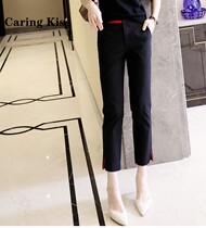 Caring Kiss with type of lean supermodel leg Imports on four sides red side small feet 8 Sub pants Fall