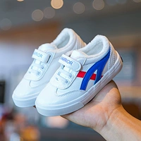 Белый синий 696b Little White Shoes-Add Velvet