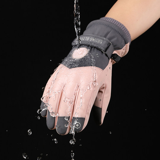 Ski gloves women's touch screen winter plus velvet thickened warm men's cold-proof windproof waterproof motorcycle riding gloves