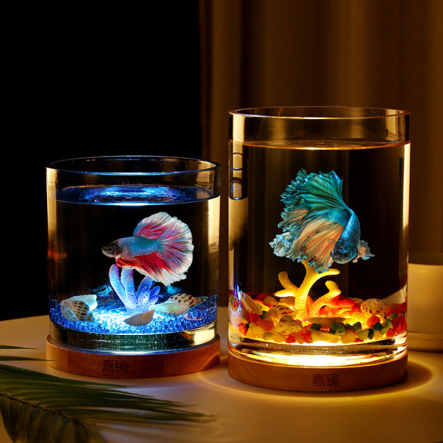Desktop small betta fish tank Jiahao glass round fish tank