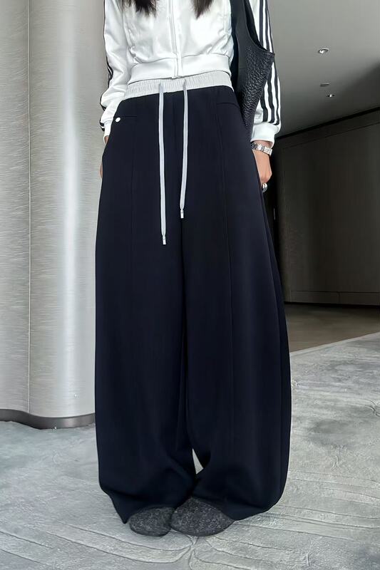 Stt2026 Autumn New High-Waisted Drawstring Casual Pants Versatile Loose Wide-Leg Pants American Style Scimitar Women's Pants Stt2026 Autumn New High-Waisted Drawstring Casual Pants Versatile Loose Wide-Leg Pants American Style Scimitar Women's Pants
