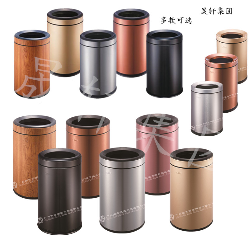 Home Round Trash Can No Cover Fashion Rose Gold Stainless Steel Room Room Kitchen Living-room Anti-Fingerprint Trash Can
