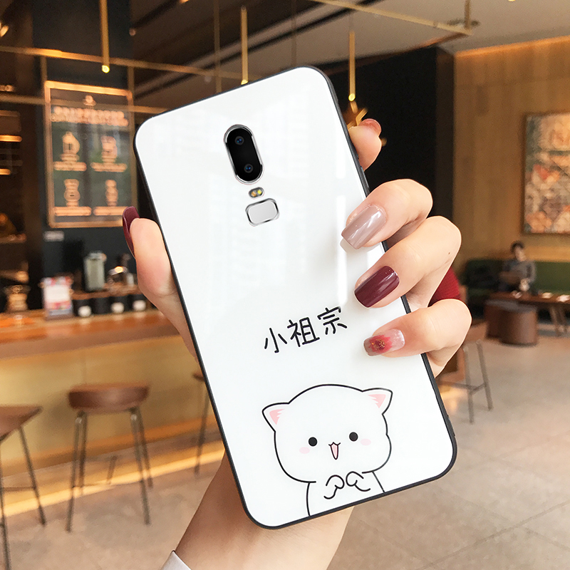 Ins net đỏ với tổ tiên nhỏ vui nhộn hoạt hình dễ thương cộng với vỏ điện thoại di động 6T 1 + 6 gương thủy tinh oneplus6 đặt một cộng 5t vỏ silicon mềm 1 + 5 cá tính sáng tạo đôi nam nữ mới - Phụ kiện điện thoại di động giá đỡ điện thoại xe máy chống giật
