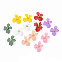 S925 sterling silver pin earrings tassel European and American acrylic retro girl heart fashion painting flower small Jewelry earrings