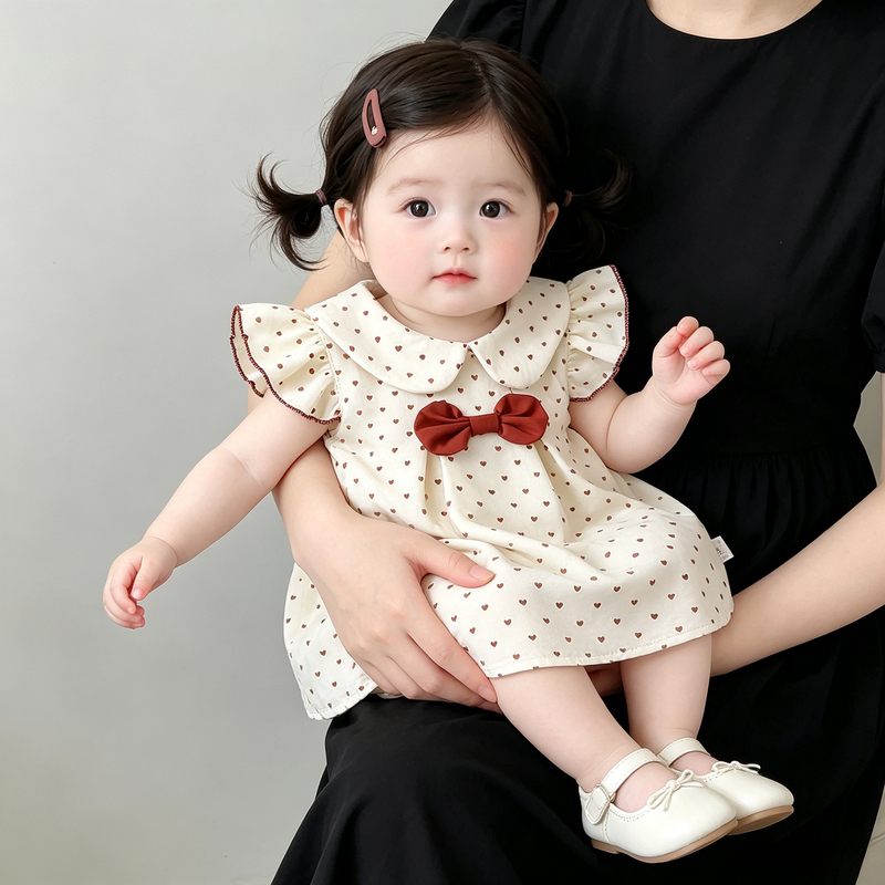 Baby Girl Summer Romper Dress, Little Princess Summer Outfit, Thin and Sweet Dopamine-Style Summer Clothing